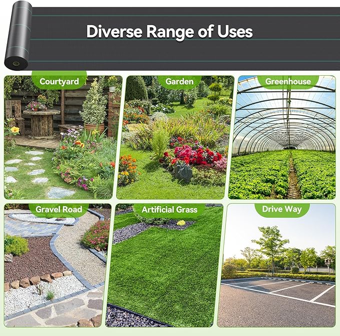 2.6ftx100ft Weed Barrier Landscape 3.2oz Fabric Heavy Duty, Woven Weed Control Cloth, Woven Geotextile Fabric for Underlayment, Gardening Ground, Commercial Driveway Weed Block Cover Mat