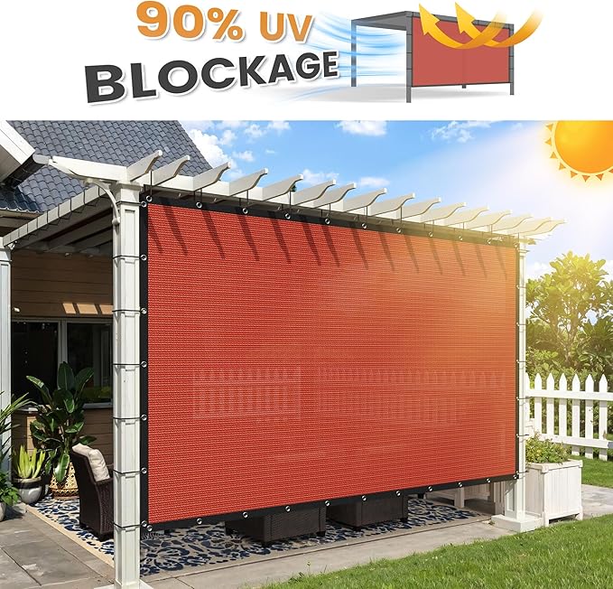 VICLLAX Shade Fabric Sun Shade Cloth with Every 2 FT Grommets for Patio Garden Pergola Cover Canopy 5x23 FT, Rust Red