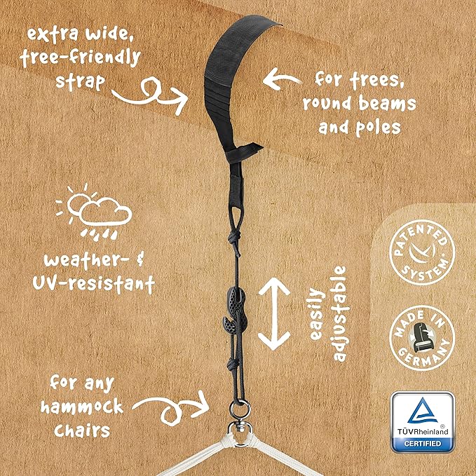 LA SIESTA® - Medium Basic Domingo Hammock Chair & TreeMount - Weather & Tear Resistant Hanging Chair w/Suspension Kit for Trees Beams & Posts - Bedroom Patio Outdoor Indoor Hammock Chair - Toucan