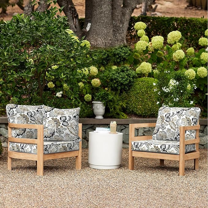 LVTXIII Outdoor Deep Seat Cushion Patio Seat and Back Cushion Set Seasonal Chair Cushion with Removable Cover and Adjustable Buckle for Home and Garden, 24"x24"x4", Dailey Tan