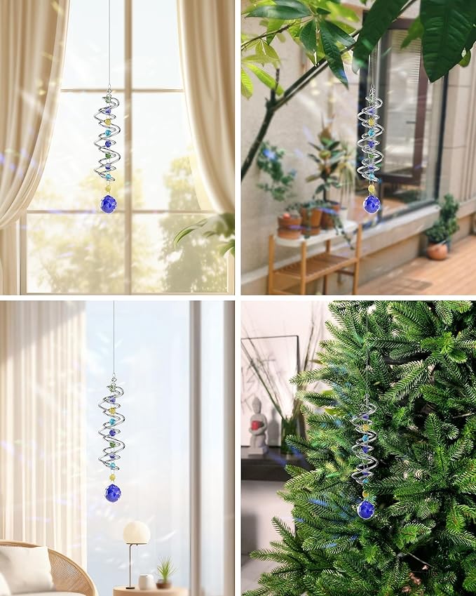 1 Pack Crystal Suncatcher, Hanging Sun Catcher Prism with String Rainbow Maker Suncatchers for Windows, Room, Outdoor, Car Mirror, Whimsical Home Garden Decor