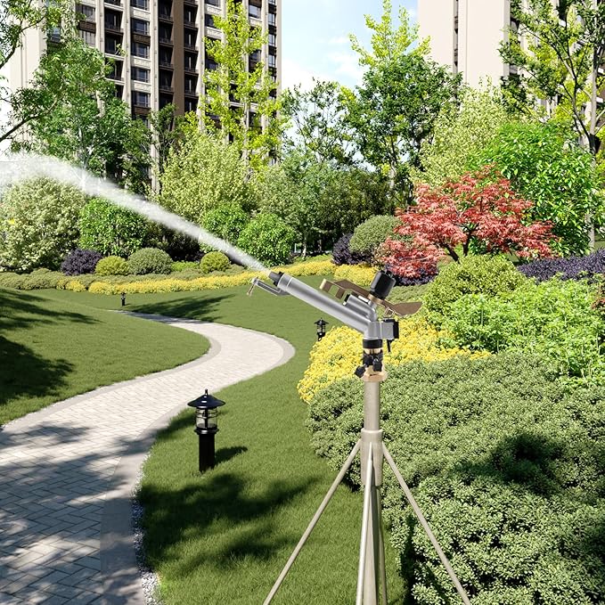 1.5" 360° Adjustable Impact Spray Gun Sprinkler with Nozzle Set, Water Spray Gun Large-Area Agriculture Irrigation Spray Gun Watering Sprinkler for Garden Farm Lawn