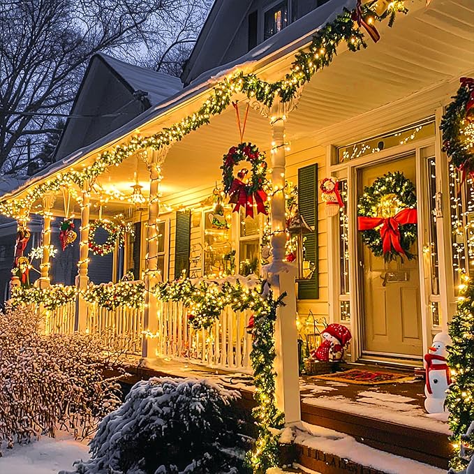 JMEXSUSS 1000LED Green Wire String Lights Warm White