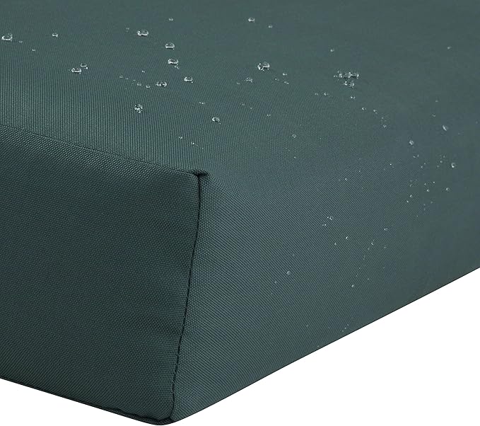 Classic Accessories Ravenna Water-Resistant 25 x 25 x 5 Inch Square Patio Seat Cushion Slip Cover & Foam, Mallard Green, Lounge Chair Cushion