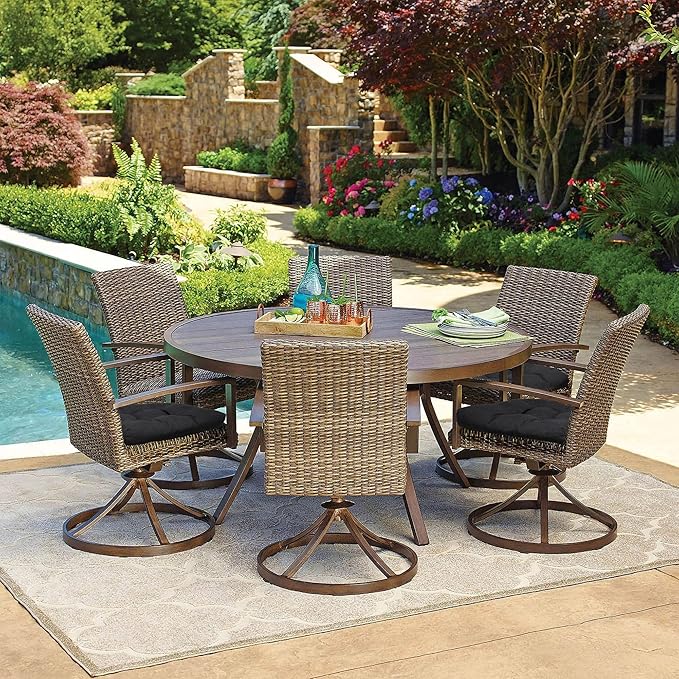 RACE LEAF Patio Chair Cushions 17x17 Inch 4 Pack, Thickened Outdoor Cushions Water Resistant Stain Resistant Non-Slip Ties (Black)