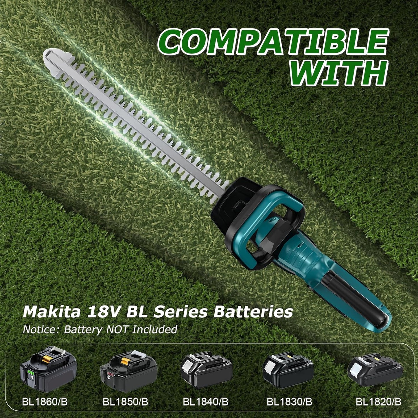 Cordless Hedge Trimmer for Makita 18V Battery, Electric Bush Trimmer 22 Inches Dual-Action, 3/4" Cutting Capacity Handheld Shrub Pruning Trimmer for Garden, Grass, Lawn(NO Battery)