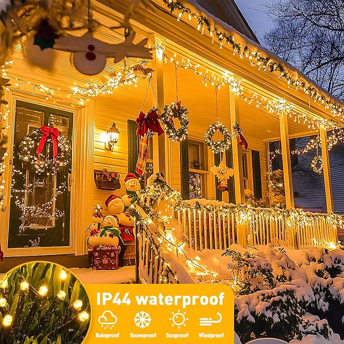 JMEXSUSS 1000LED Green Wire String Lights Warm White