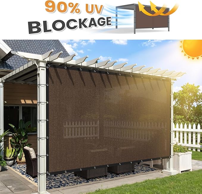 VICLLAX Shade Fabric Sun Shade Cloth with Every 2 FT Grommets for Patio Garden Pergola Cover Canopy 24x24 FT, Mocha