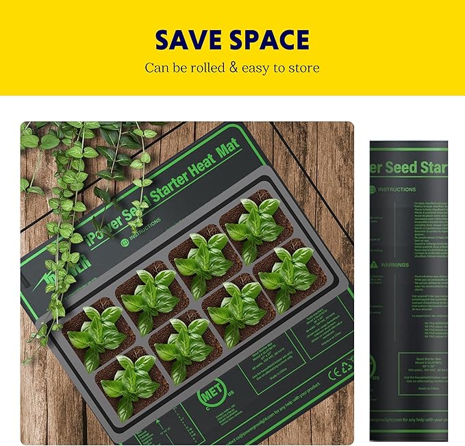 iPower Durable Seedling Heat Mat Warm 20" x 20" Hydroponic Heating Pad Waterproof for Seed Starting Greenhouse and Germination