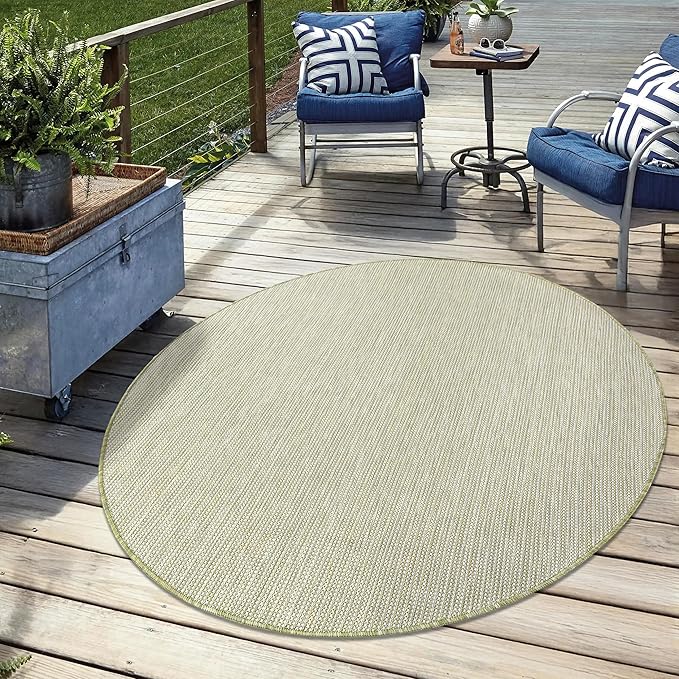 Keen Home Design Terrace Outdoor Round Rug - 5ft Round Washable Indoor/Outdoor Rug for Patio, Kitchen, Balcony, Beach, Garden, Deck and Porch, Size: 5'3" Round