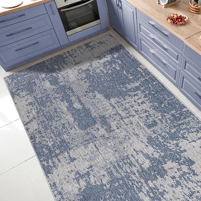 Keen Home Design Terrace Outdoor Area Rug - 5x8 Washable Indoor/Outdoor Rug for Patio, Kitchen, Balcony, Beach, Garden, Deck and Porch, Size: 5'3"x7'7"