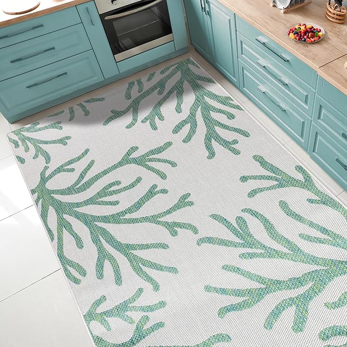 Keen Home Design Terrace Outdoor Area Rug - 5x8 Washable Indoor/Outdoor Rug for Patio, Kitchen, Balcony, Beach, Garden, Deck and Porch, Size: 5'3"x7'7"