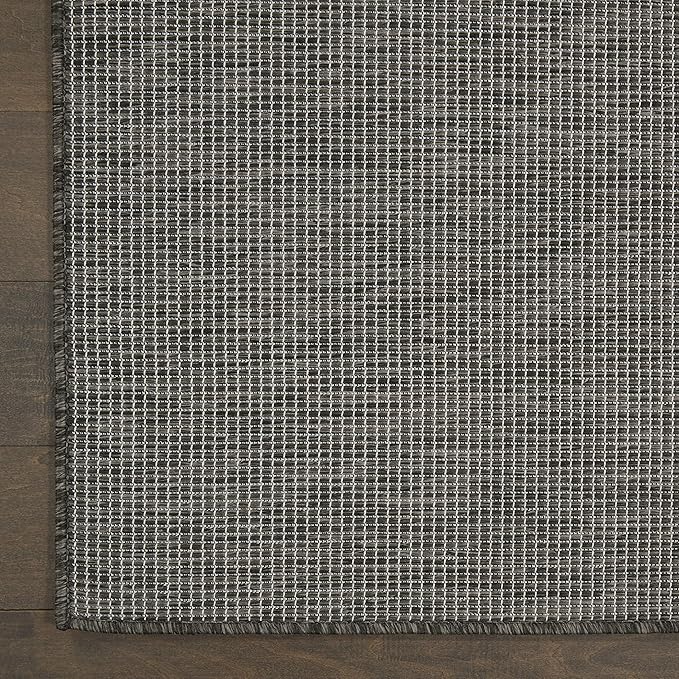 Nourison Home Positano Charcoal 8' x 10' Area Rug, Modern, Solid, Indoor/Outdoor, Easy Cleaning, Non Shedding, Bed Room, Living Room, Deck, Backyard