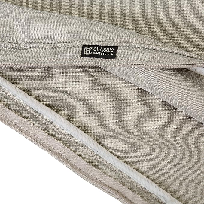 Classic Accessories Montlake Water-Resistant 21 x 22 x 4 Inch Patio Lounge Back Cushion, Heather Grey, Outdoor Loveseat Cushions